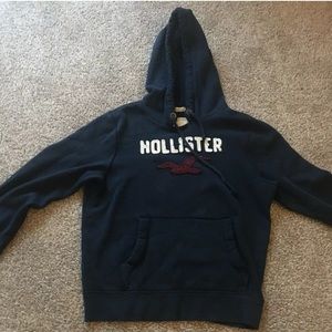 Hollister Navy White Distressed Hoodie